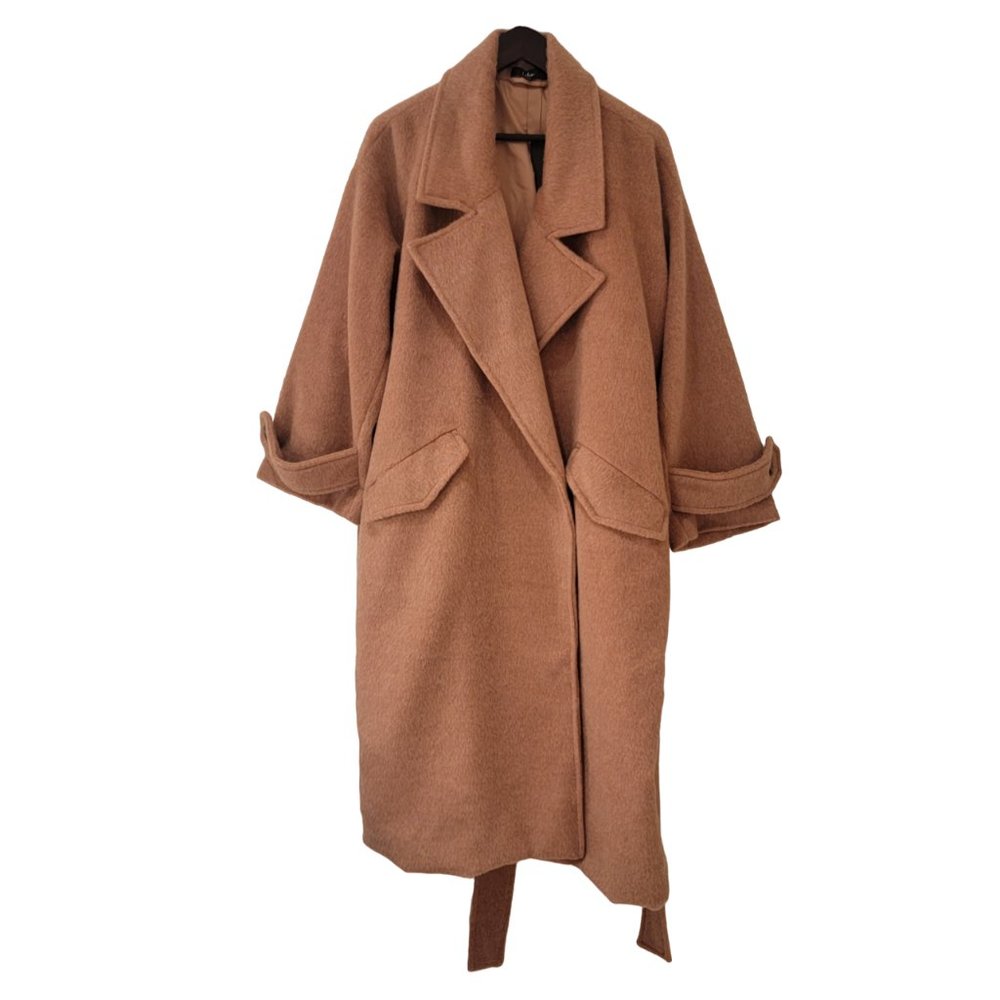 Lulus Statement Chic Light Brown Belted Coat Size… - image 2